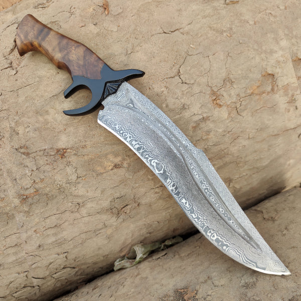 Bowie peilis, Damasko plienas, medinė rankena, DK-139