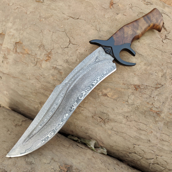 Bowie peilis, Damasko plienas, medinė rankena, DK-139