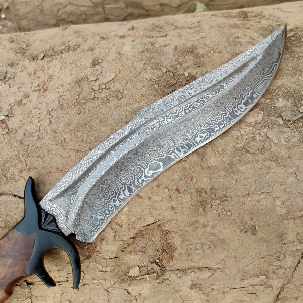 Bowie peilis, Damasko plienas, medinė rankena, DK-139