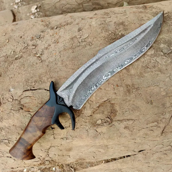 Bowie peilis, Damasko plienas, medinė rankena, DK-139