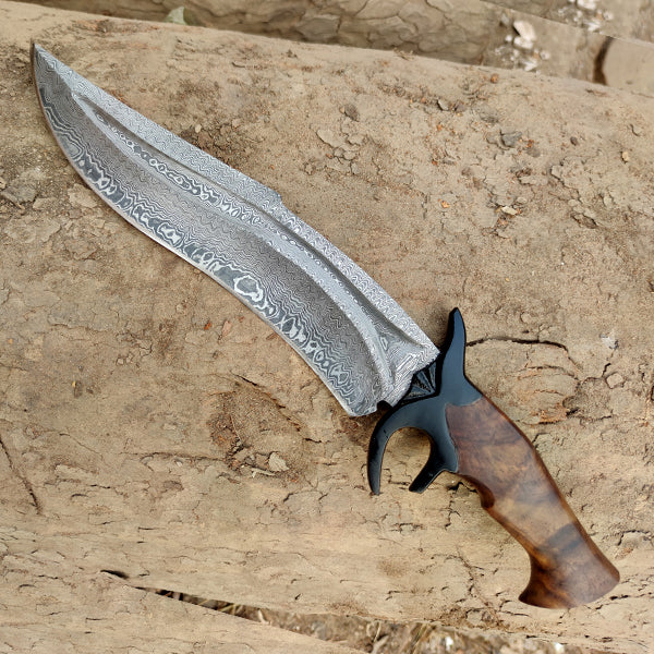 Bowie peilis, Damasko plienas, medinė rankena, DK-139