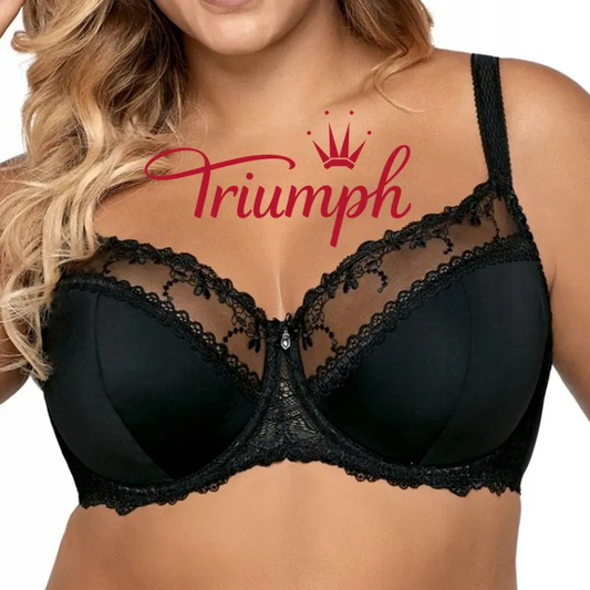 Triumph®💖 4 vnt – 50 % nuolaida ✨2025 m. Nauja madinga didelių dydžių nėriniuota liemenėlė su reguliuojamais petnešėlėmis [65A–120H]